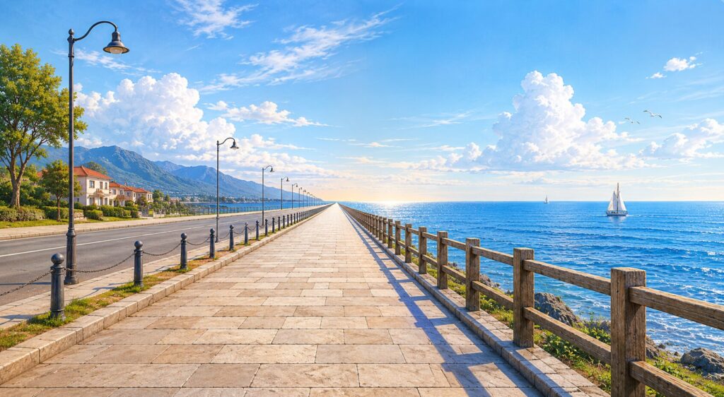 A quiet seaside promenade