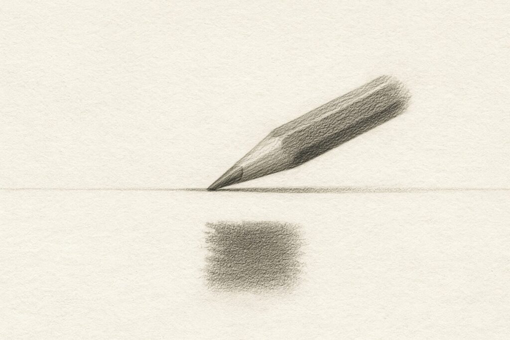 鉛筆の角度と線のイメージ