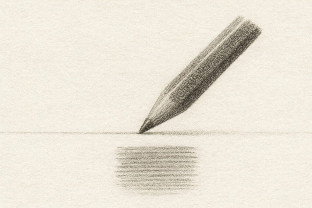 鉛筆の角度と線のイメージ