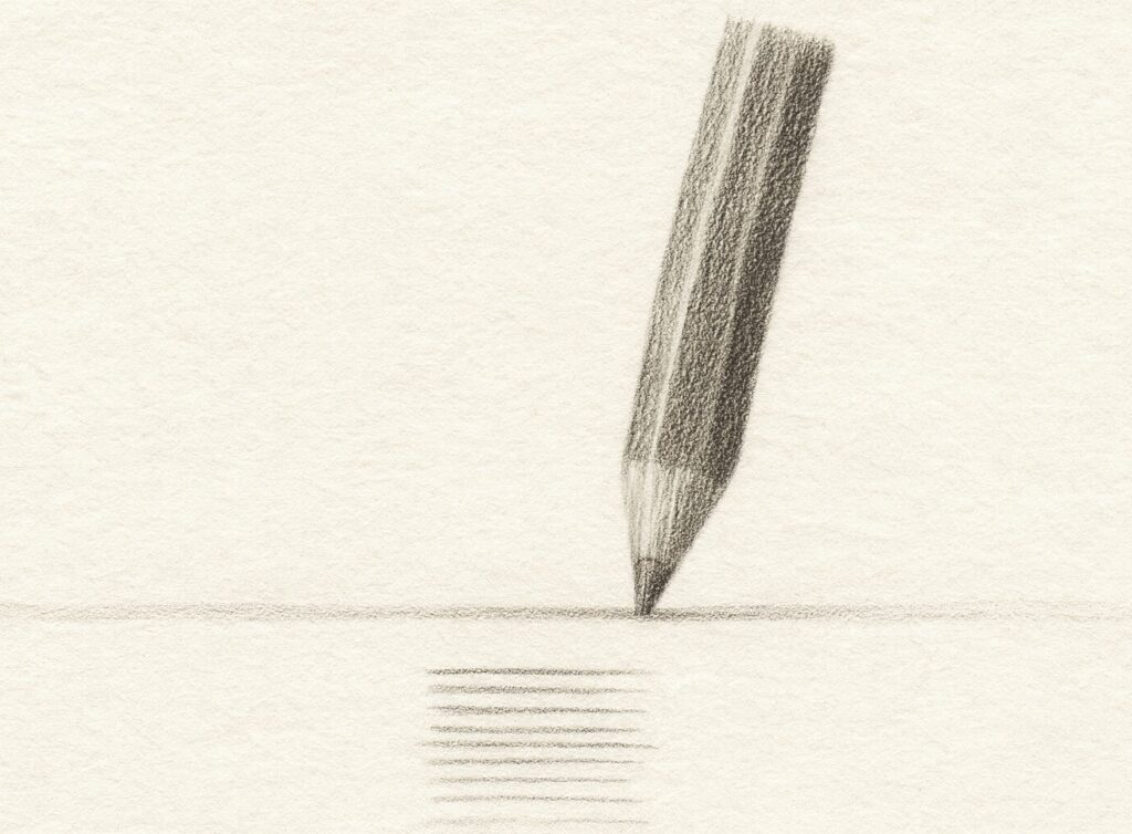 鉛筆の角度と線のイメージ