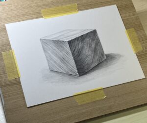 デッサン　木製立方体