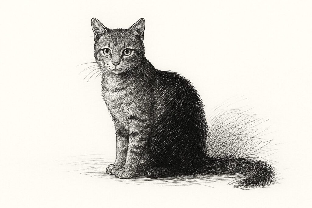 ペン画　猫
