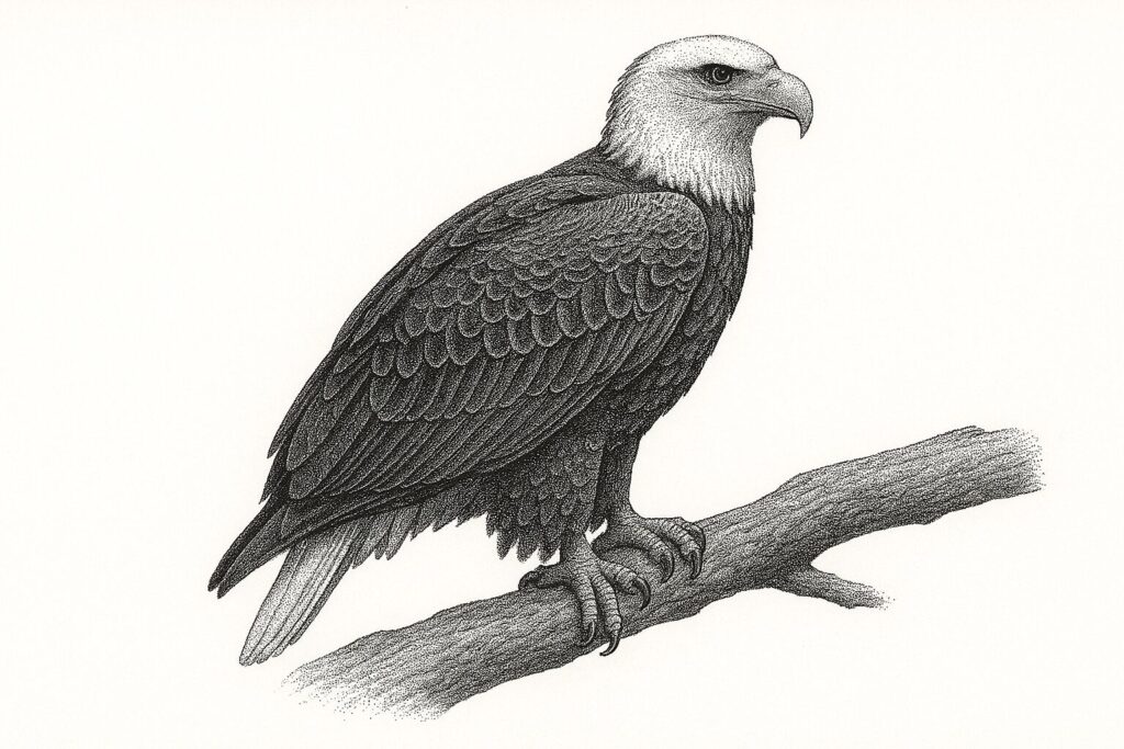 点描画　ハクトウワシ