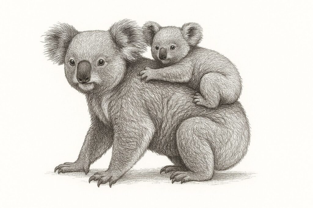 ペン画ハッチング　コアラ