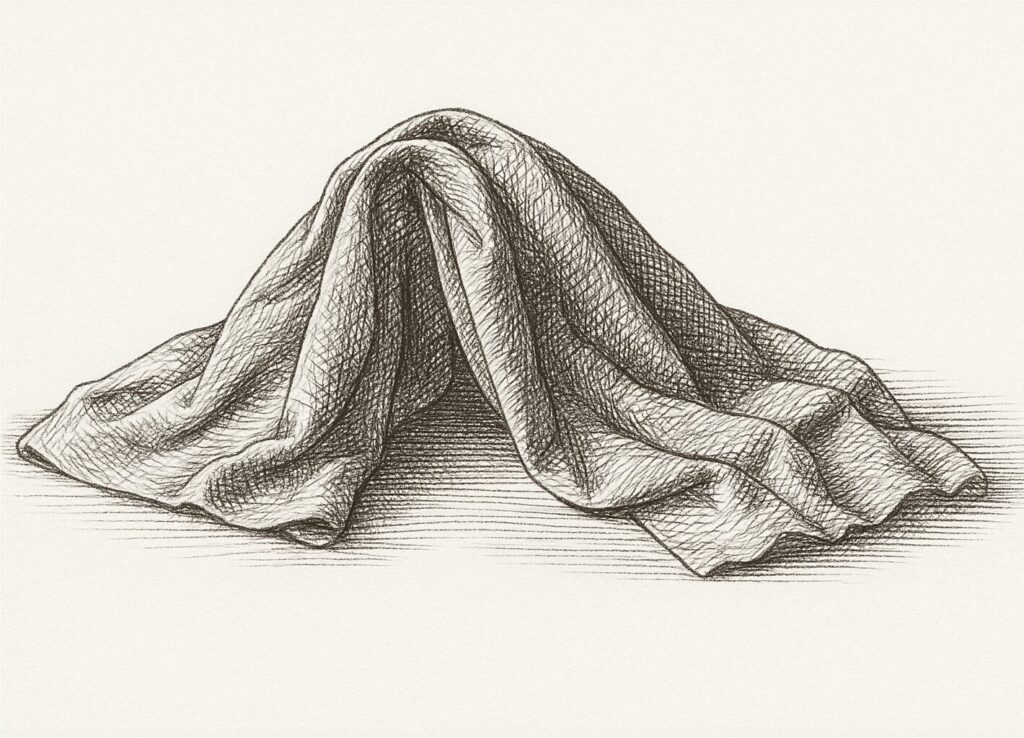 ペン画 布のクロスハッチング