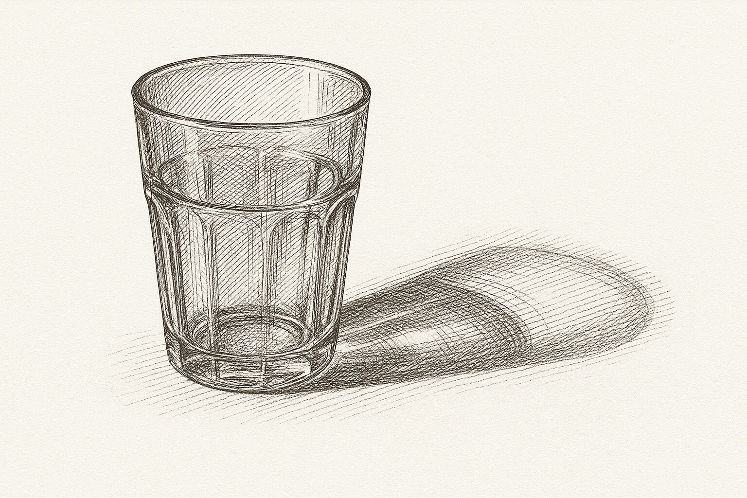コップグラスのクロスハッチング