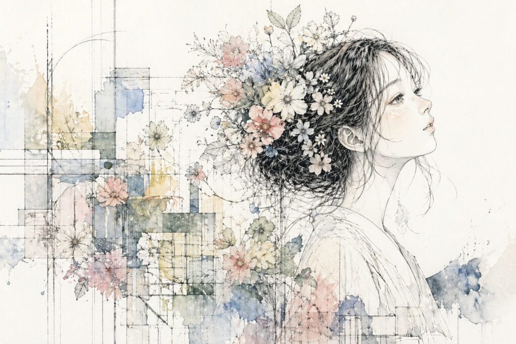 夢幻的な花と建築の融合