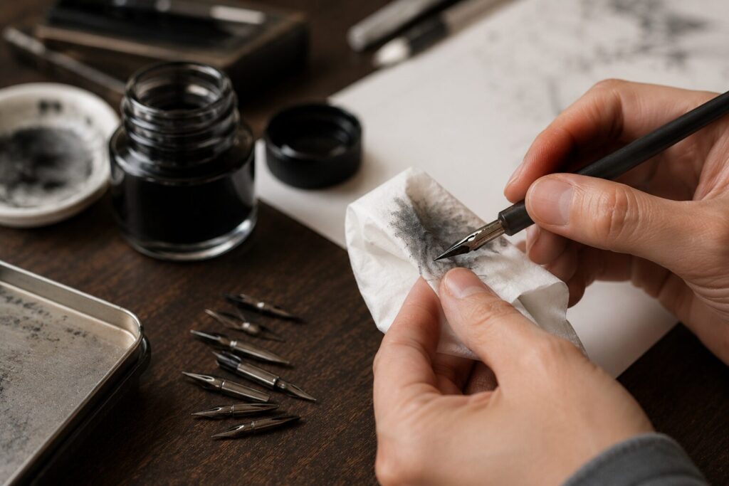 Pen nib maintenance